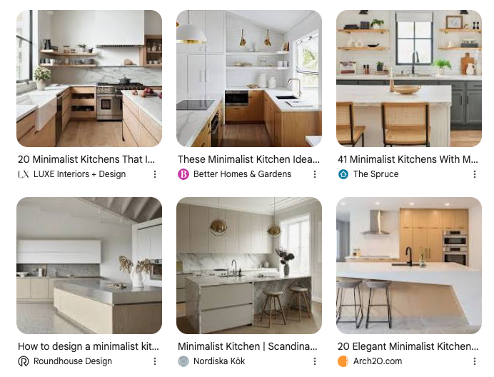 Google Image search for “minimalist kitchen ideas”